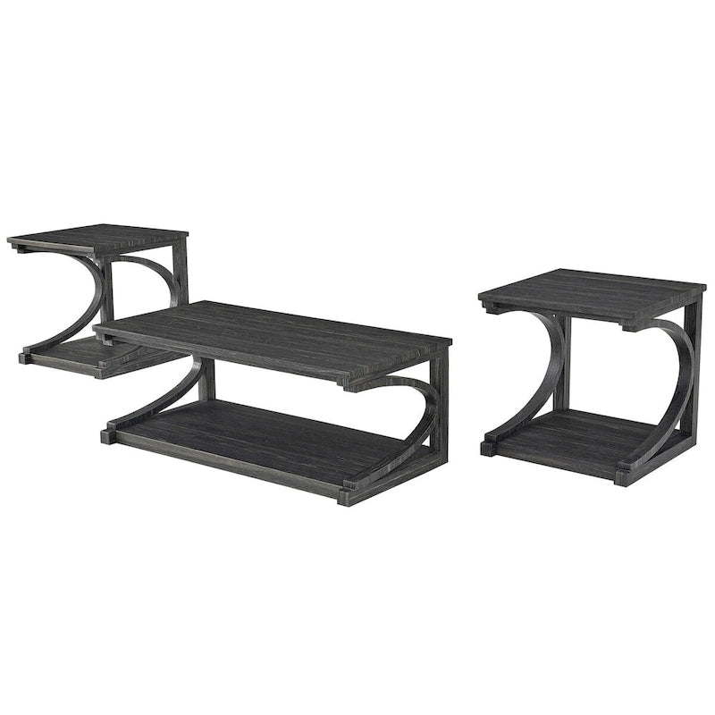 Unique Coffee Table, Solid Wood 23.8 Inch Modern Coffee Table Center Table With Storage, Solid Wood Special Shape Coffee Table