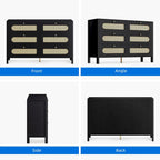 Moasis Rattan 6 Drawer Double Dresser Chest of Drawers Storage Cabinet