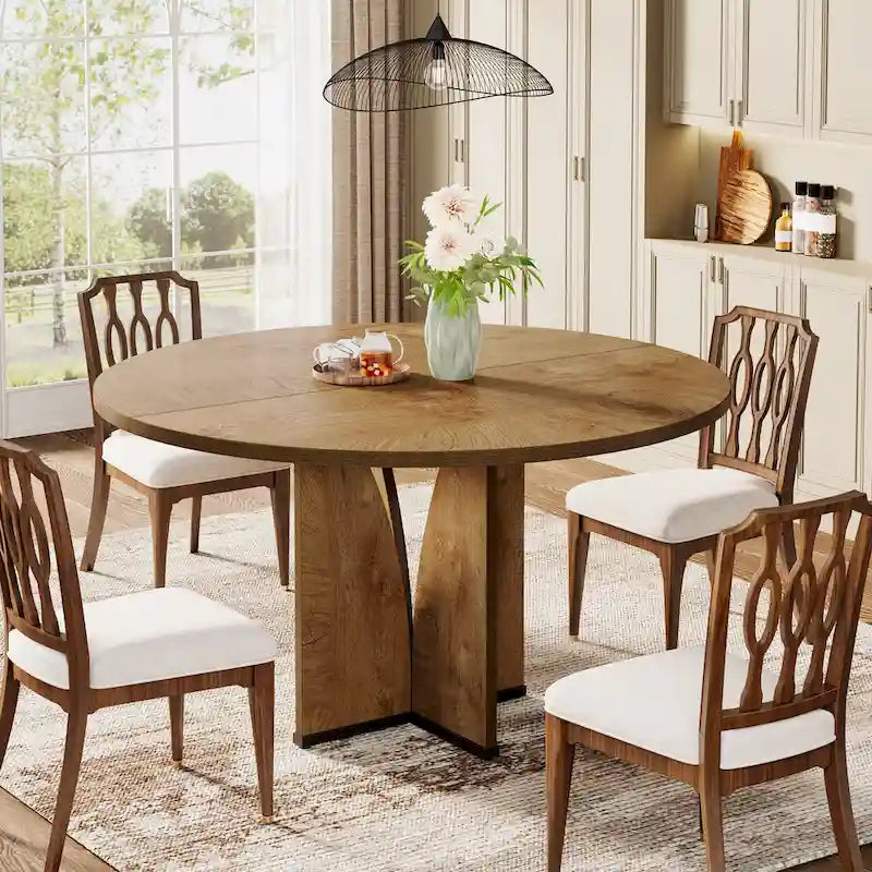 39.4-inch Round Dining Table with Wooden Tabletop for Kitchen Dining Room