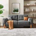 Modern Teddy Fabric Upholstered Sofa w/ Wood Legs and 2 Pillows