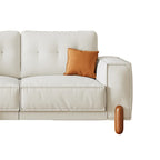 Modern Teddy Fabric Upholstered Sofa w/ Wood Legs and 2 Pillows