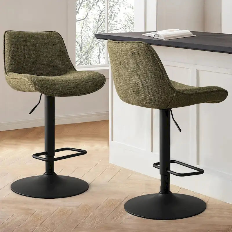 18   Bigger Base Vinyl Adjustable Height Swivel Bar Stool, Set of 2