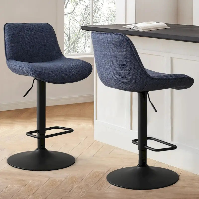 18   Bigger Base Vinyl Adjustable Height Swivel Bar Stool, Set of 2