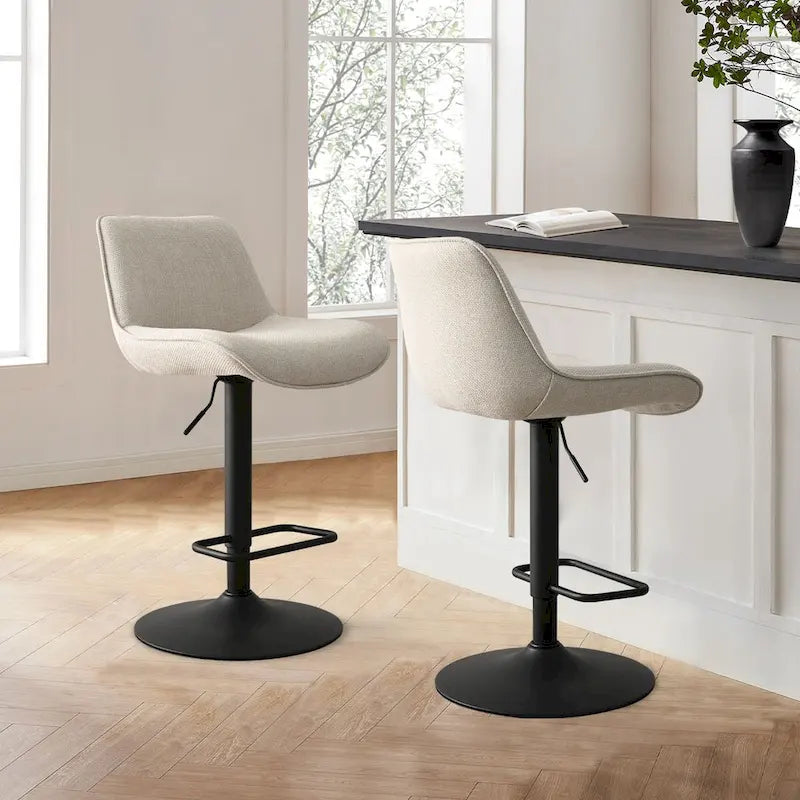 18   Bigger Base Vinyl Adjustable Height Swivel Bar Stool, Set of 2