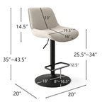 18   Bigger Base Vinyl Adjustable Height Swivel Bar Stool, Set of 2