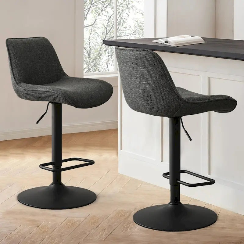 18   Bigger Base Vinyl Adjustable Height Swivel Bar Stool, Set of 2