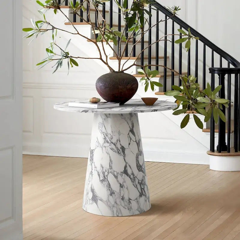 35   Faux Marble Small Round Pedestal Dining Table