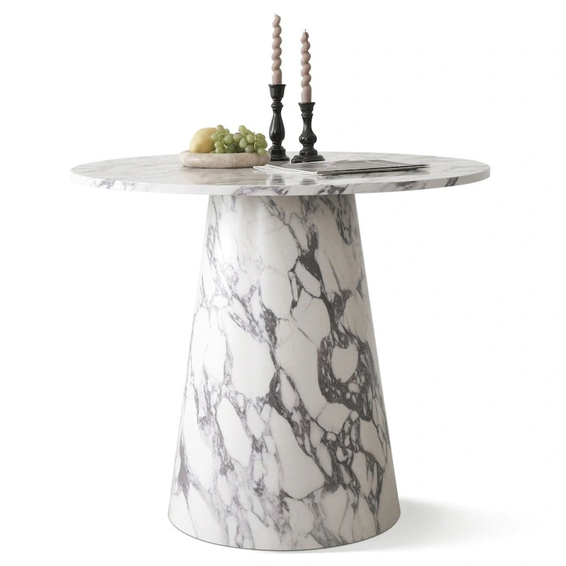 35   Faux Marble Small Round Pedestal Dining Table