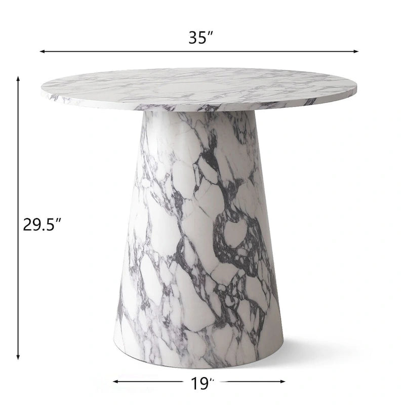 35   Faux Marble Small Round Pedestal Dining Table