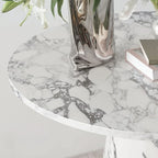 35   Faux Marble Small Round Pedestal Dining Table