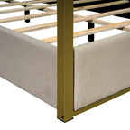 Queen Size Upholstery Canopy Platform Bed with Headboard and Metal Frame