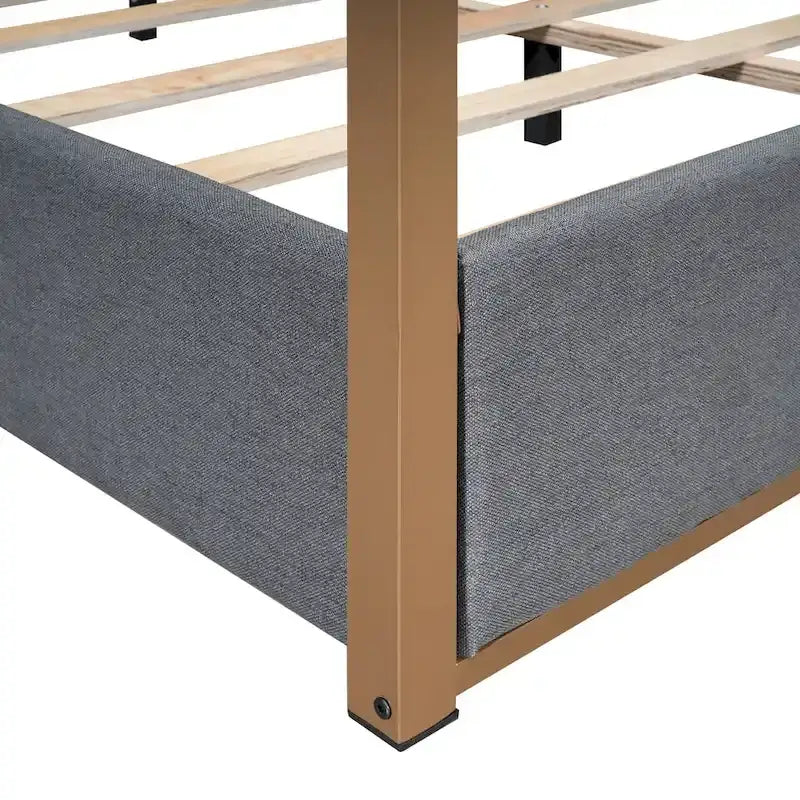 Queen Size Upholstery Canopy Platform Bed with Headboard and Metal Frame