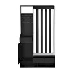 39.3  Wx70.8  H Hall Tree Storage with Cushioned Storage Bench,Multifunctional Hallway Shoe Cabinet,Pegboard,Coat Rack,4 Hooks