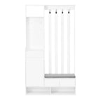 39.3  Wx70.8  H Hall Tree Storage with Cushioned Storage Bench,Multifunctional Hallway Shoe Cabinet,Pegboard,Coat Rack,4 Hooks