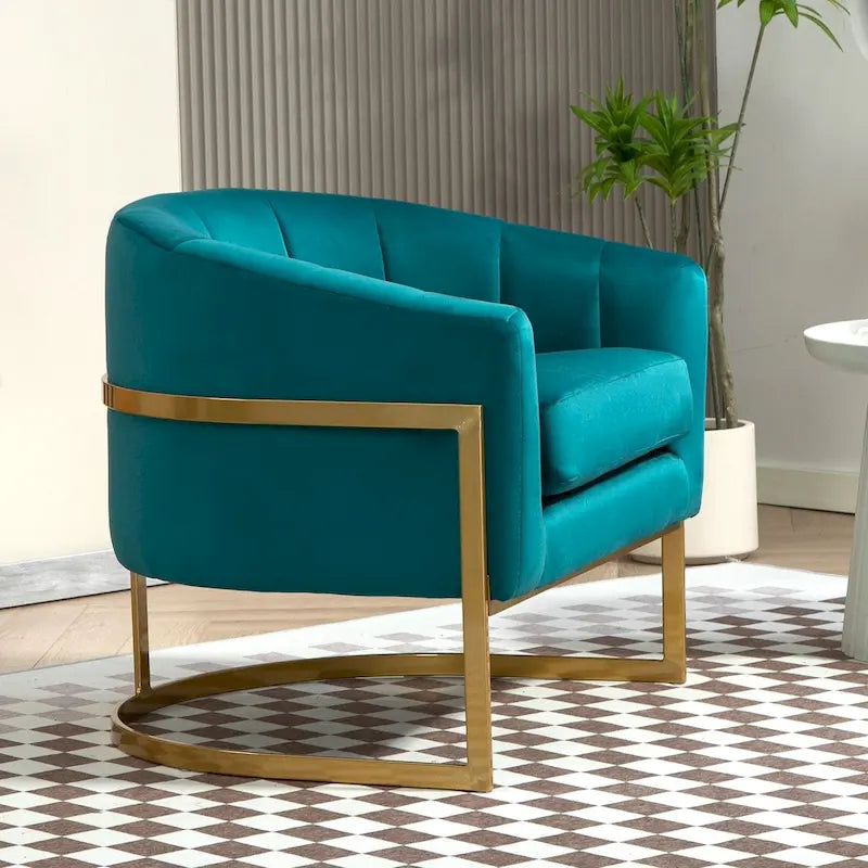 Modern Velvet Gold Accent Armchair