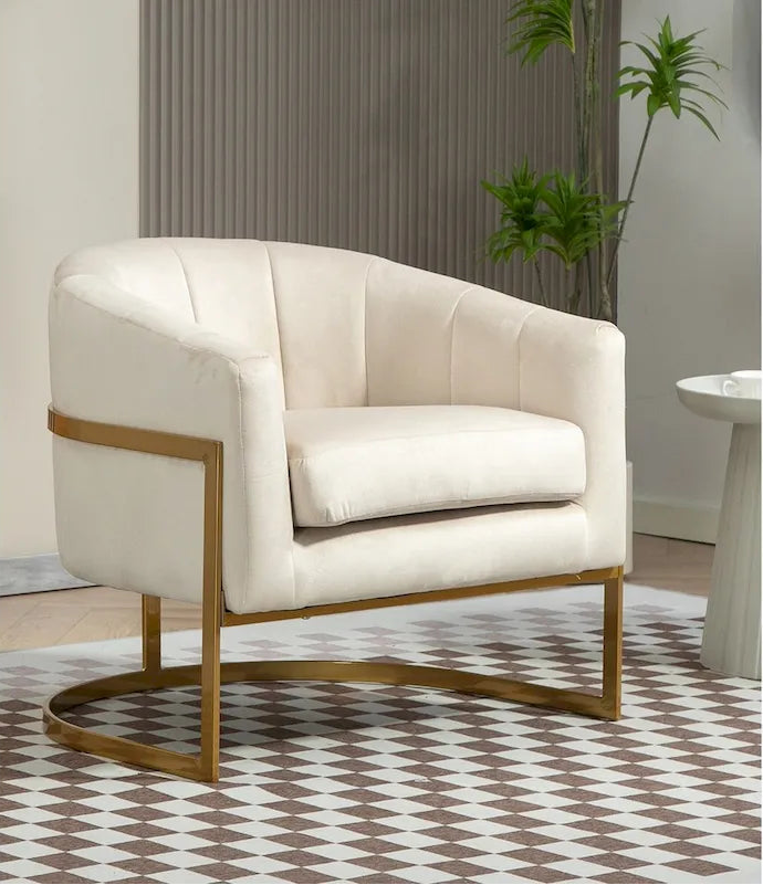 Modern Velvet Gold Accent Armchair