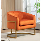 Modern Velvet Gold Accent Armchair