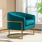 Modern Velvet Gold Accent Armchair