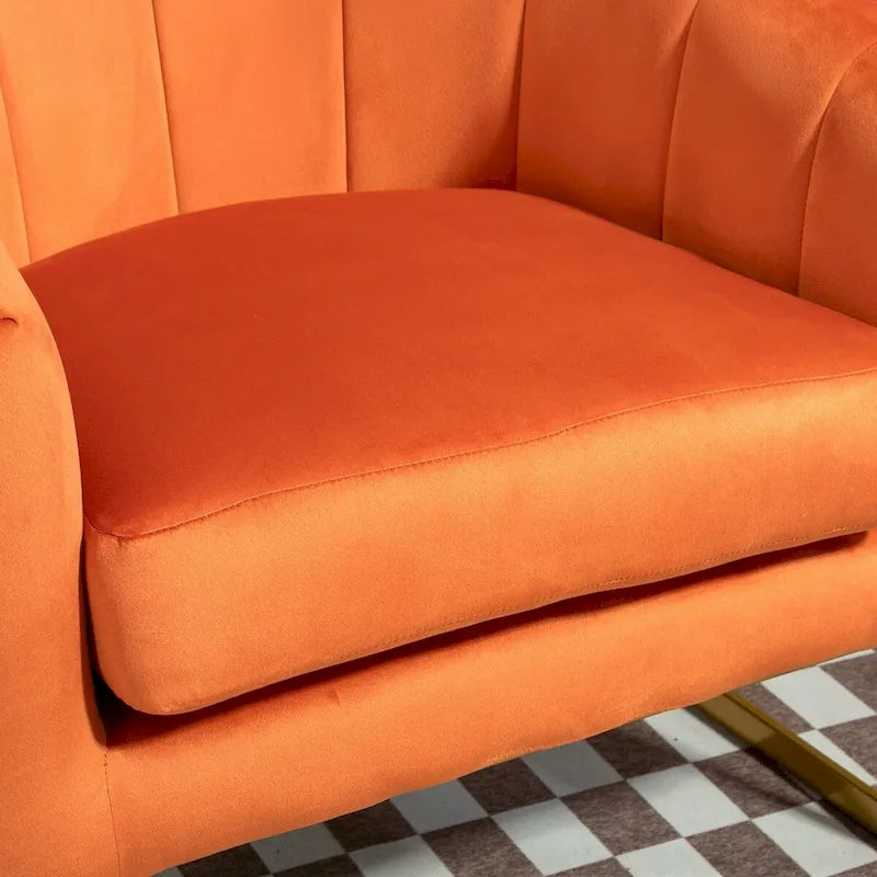 Modern Velvet Gold Accent Armchair