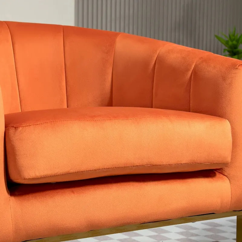 Modern Velvet Gold Accent Armchair