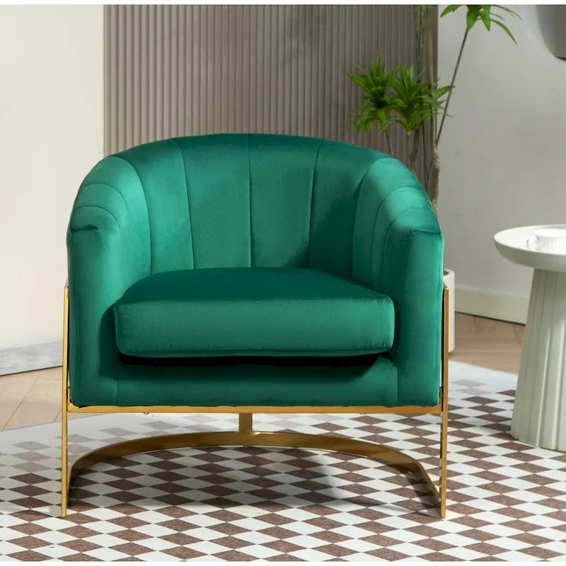 Modern Velvet Gold Accent Armchair