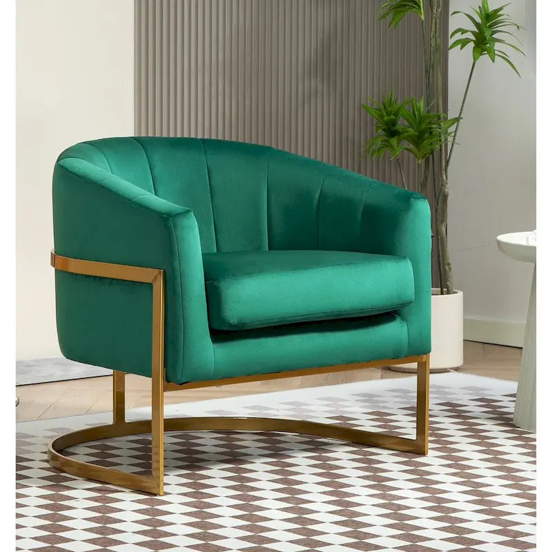 Modern Velvet Gold Accent Armchair