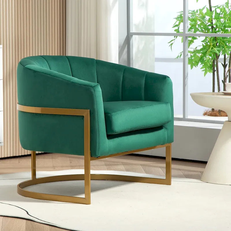 Modern Velvet Gold Accent Armchair