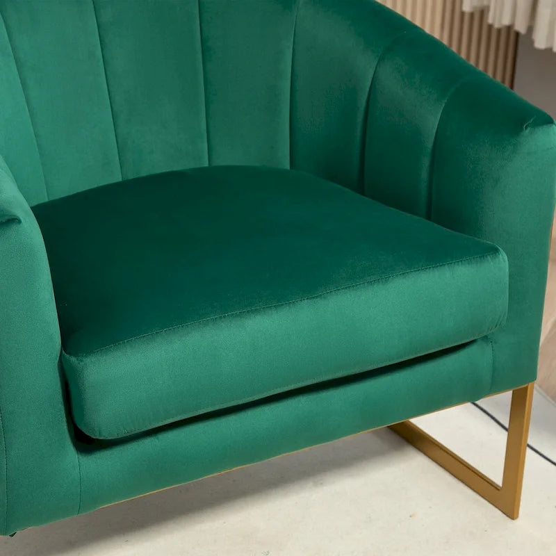 Modern Velvet Gold Accent Armchair