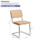 Dining Chairs,Velvet Rattan Side Accent Chairs with Chrome Legs,2 PCS